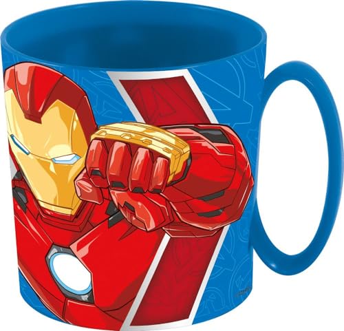 Tataway Gobelet en plastique pour enfants Marvel Avengers Iron Man Captain America 350 ml, résistant au micro-ondes