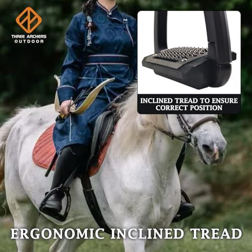 THREE ARCHERS Safety Stirrups Side Opening Design for Adults, Breakaway Stirrups with 4.7" Anti-Slip Stainless Steel Grated Tread Horse Riding Equipment for Equestrian Beginner Trail-Black - 2