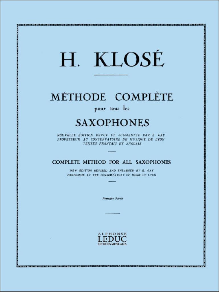 Méthode Klose Saxophone Vol 1 livre partition apprentissage saxophone débutant et intermédiaire