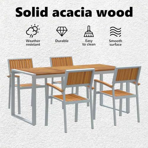 Ensemble de salle à manger pour jardin en bois résistant aux intempéries table rectangulaire
