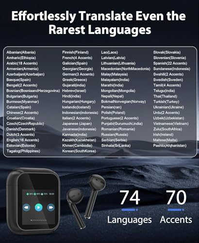 Image of AI Translation Earbuds Real Time 144 Languages & Accents Translator Earbuds with 8-Language Offline Translating Earbuds, Audifonos Traductores Ingles Espanol for Learning Travel Business (Black)