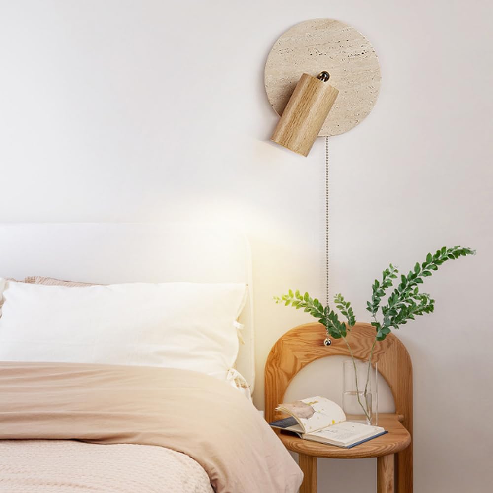 Vintage Wandleuchte Aus Gelbem Travertin Mit Milchigem Glasschirm – Retro-Design, G9-Fassung, Inkl. Schalter, Für Schlafzimmer, Flur & Wohnzimmer