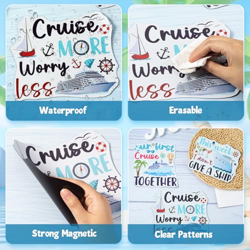 Image of 10PCS Cruise Door Magnets Decorations Large Magnetic Stickers for Cruise Ship Cabin, Fridge & Car, Funny Anchor & Ship Design, Vacation Party Decor for Carnival, Holiday & Family Trips