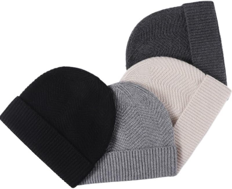 Winter Wool Light Panel Knitted Hat for Men Outdoor Warm Thick Woolen Hats