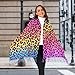Neon Rainbow Colored Leopard Womens Scarf, Fashion Long Shawls Grid Wraps Winter Warm Lattice Large Scarves