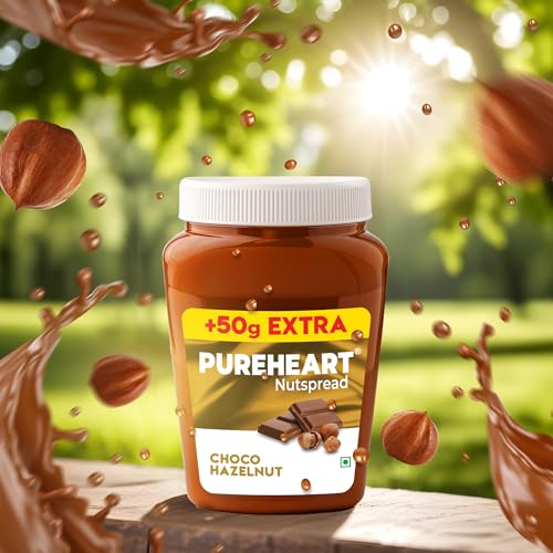 Image of PUREHEART Nut Spread Choco Hazelnut (350 +50 gm Extra) - Nutty, Smooth and Creamy Chocolate Hazelnut Spread for Breakfast - No. 1 Exporter of Roasted Nuts