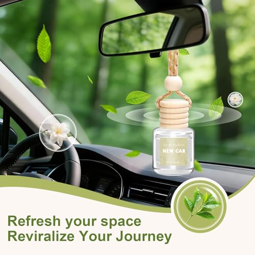 Image of AROIC 6 Pack Car Air Freshener Hanging, New Car Scent Natural Plant Essential Oil Fragrance Diffuser, Unisex Air Freshener Aromatherapy Effectively Eliminates Odors Long-Lasting Fresh Scent (8ml Each)