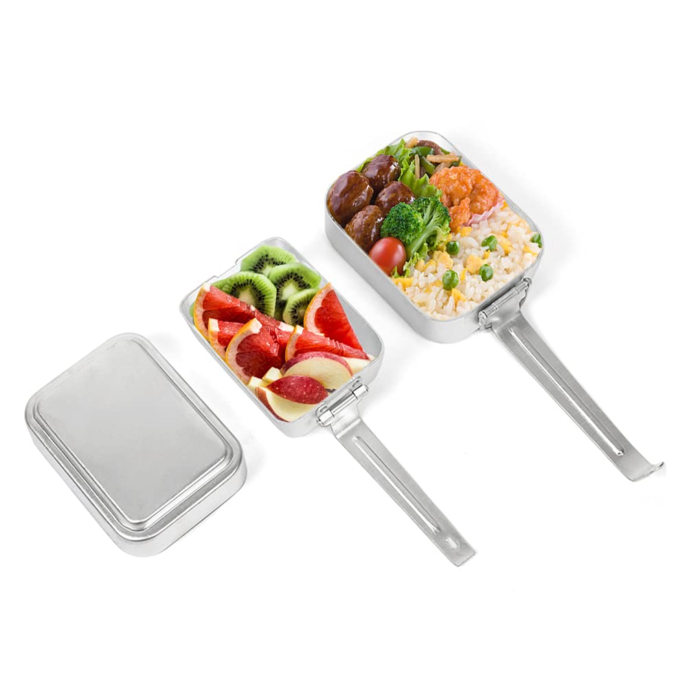 Lixada Outdoor Mess Tin Kit Mess Tin with Handle Aluminum Mess Kit Camping Cookware Set Lunch Box Food Container with Lid