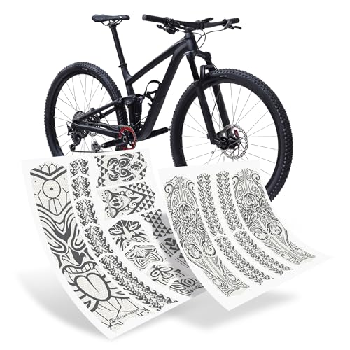 Riesel Design® Fahrrad Rahmenschutz Set Tape3000 - Stylische Fahrrad Schutzfolie/Selbstklebende Fahrradschutzfolien/MTB Rahmenschutzfolie als Kratzschutz (Maori Grey Set)