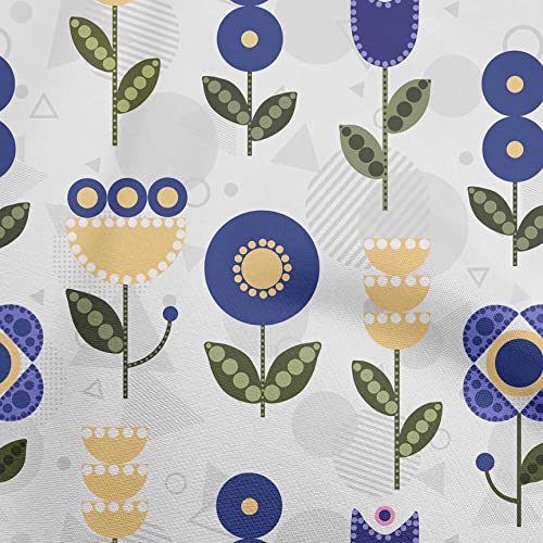 oneOone Cotton Poplin Blue Fabric Dotted Floral Sewing Material Print Fabric By The Yard 42 Inch Wide-72
