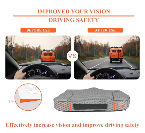 Image of kingphenix Premium Car Seat Cushion, Memory Foam Driver Seat Cushion to Improve Driving View- Coccyx & Lower Back Pain Relief - Seat Cushion for Car, Truck, Office Chair (4D Mesh Gray)