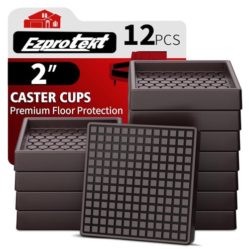 Image of Ezprotekt Non Slip Furniture Pads, 12 Pcs 2 inch Anti Slip Rubber Caster Cups, Anti Skid Furniture Coasters for Hardwood Floors, No Slide Furniture Gripper, Furniture Stoppers to Prevent Sliding (Brown)