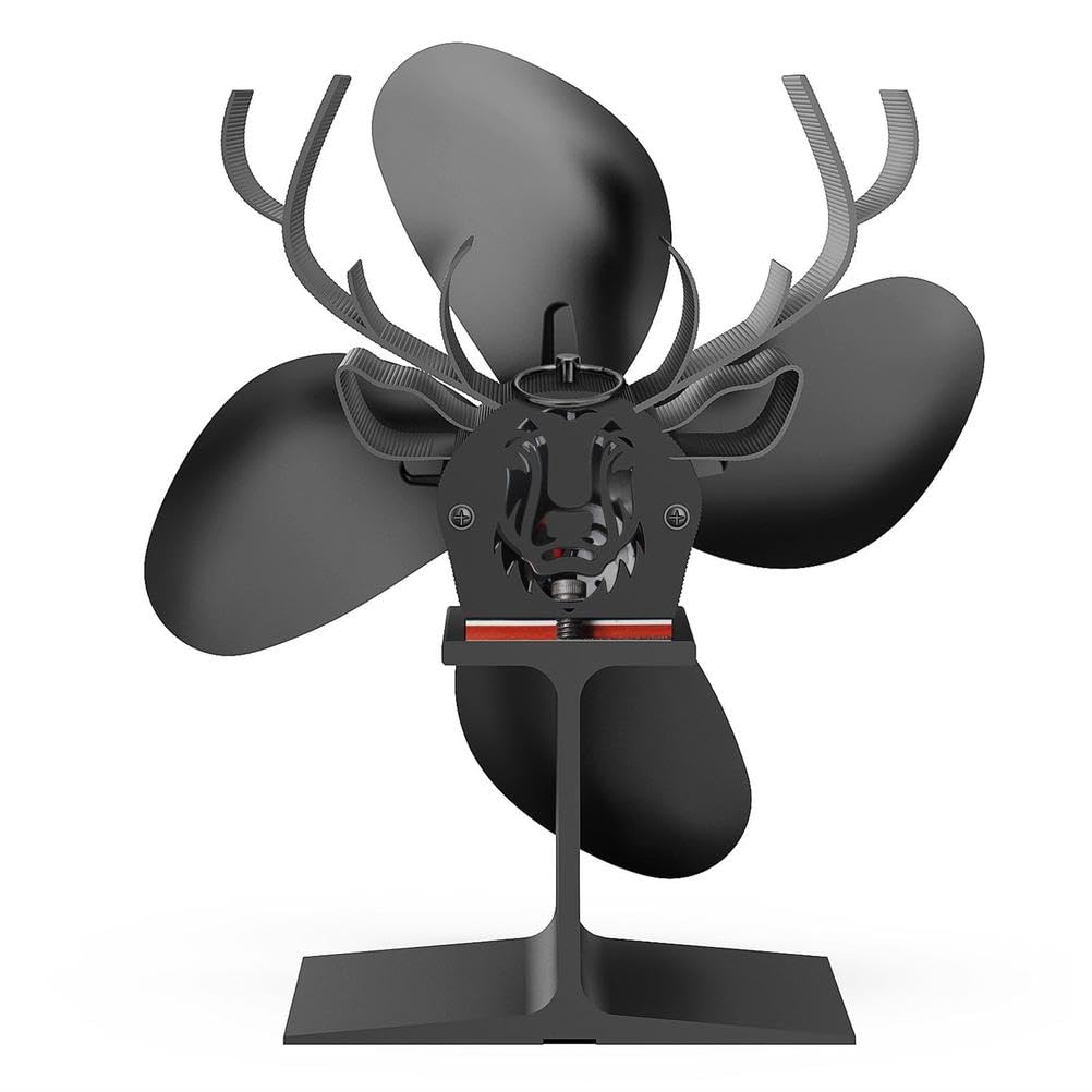 Wärmebetriebener Holzofenventilator, 4 Flügel, Kaminventilator für Heimheizung, leiser Betrieb, Energieeinsparung, kein Strom erforderlich für effiziente Wärmeverteilung