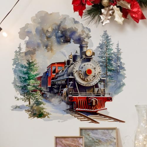 Vinilos decorativos adhesivos tren acuarela 2 pcs miniatura 3