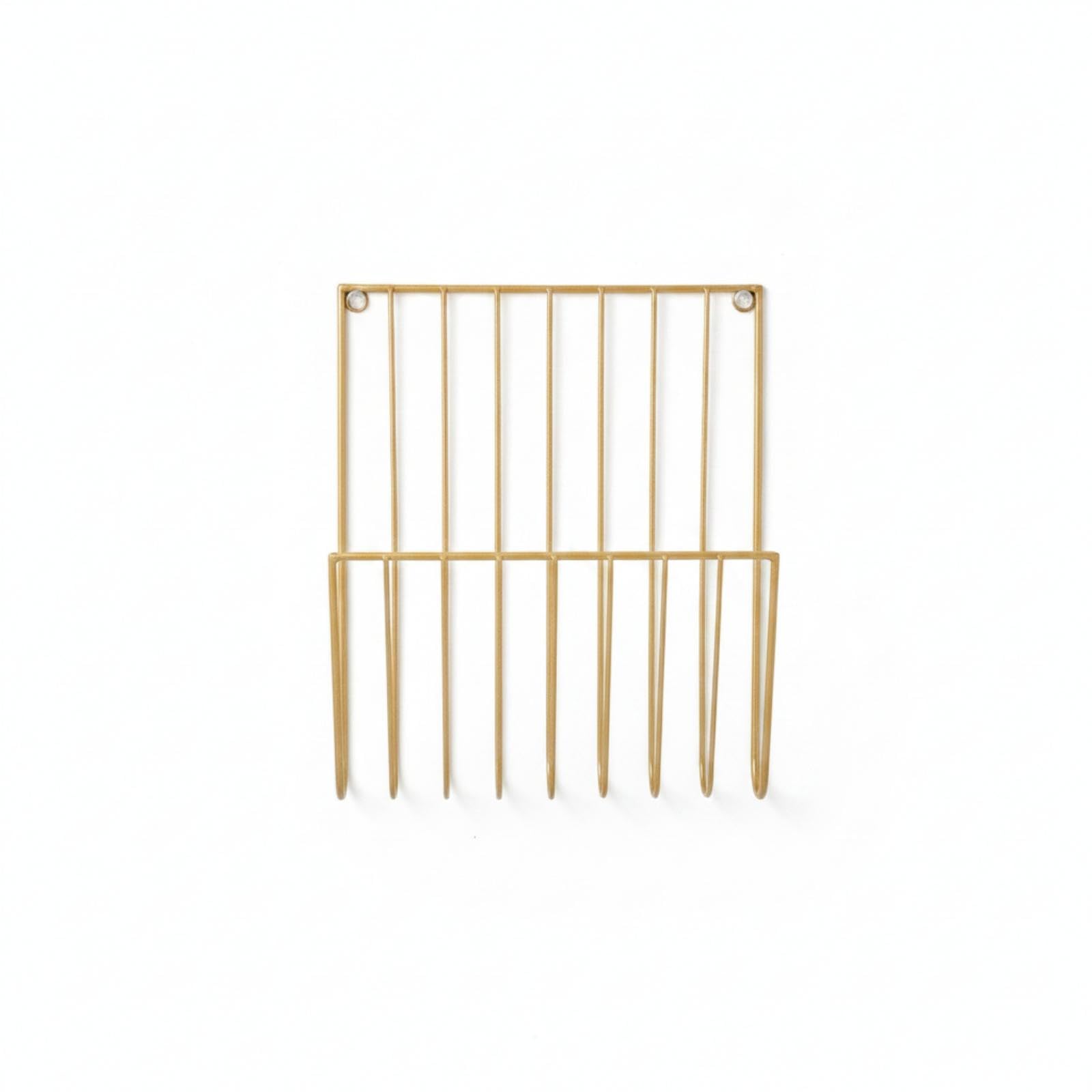 Wall-Mounted Magazine Rack Minimalist Wire Newspaper Rack Rectangular Mounted Framework-Attached Magazine Holder Gold-image-22