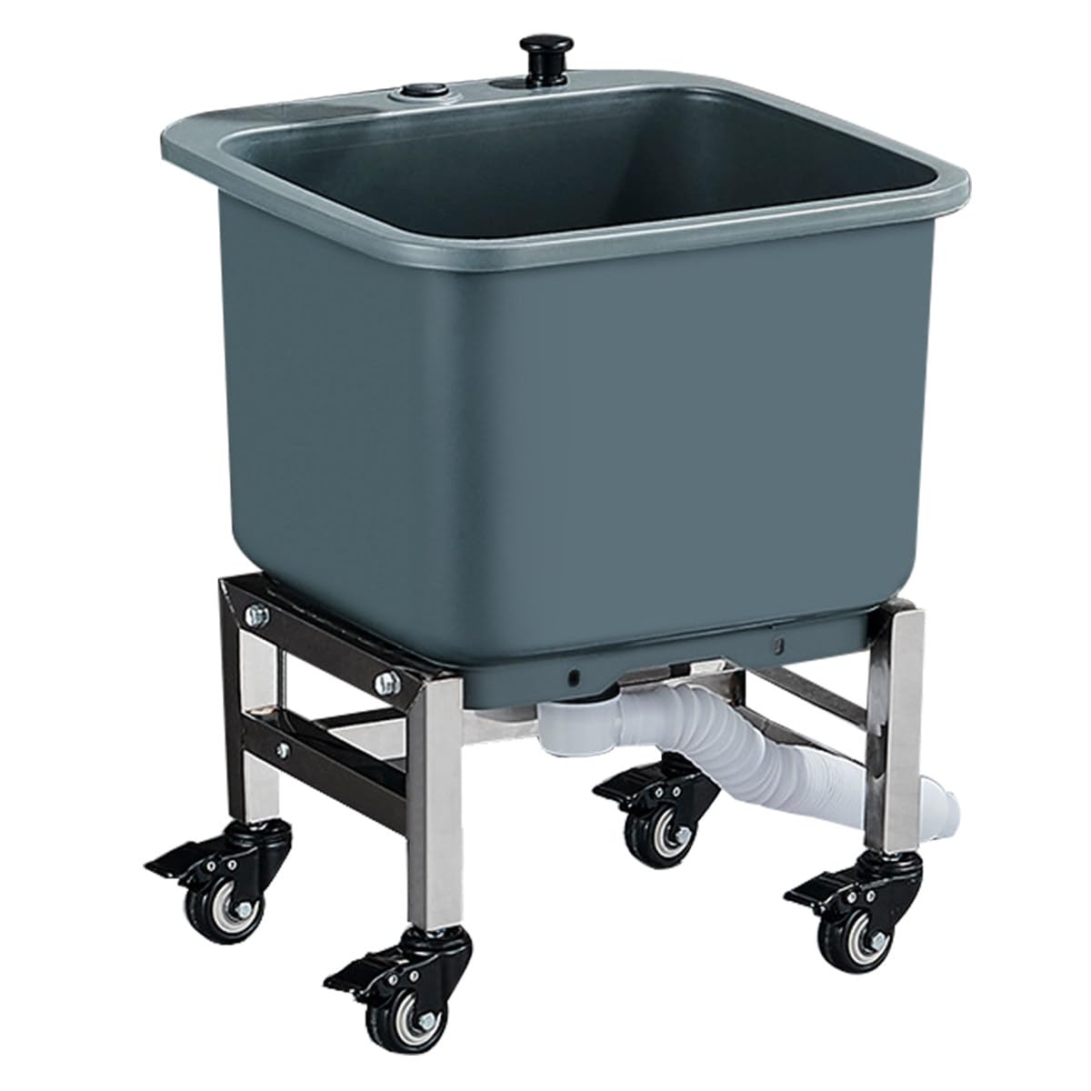 asdchZen Commercial Removable Floor Mop Sink Utility Single Bowl With Deep Basin And Enlarged Drain Grey 40 * 40 * 50.5Cm,Grey,40 * 40 * 50.5cm