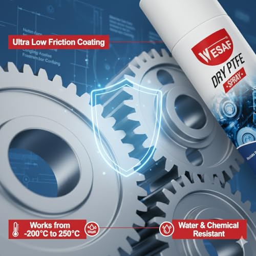 Image of Wesaf PTFE Dry Lubricant Spray 250g, Dry Lube for Food Processing and Packaging Machinery, Non-Stick, Anti-Friction and Dust Free (Grade-1011)