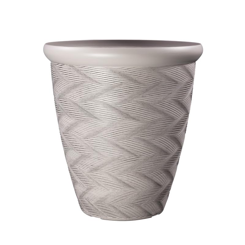 Muddy Hands Decorative Tall Round Plastic Planter Outdoor Garden Flower Herb Tree Ornamental Plant Pot (Mocha Grey, 34.5 Litre)