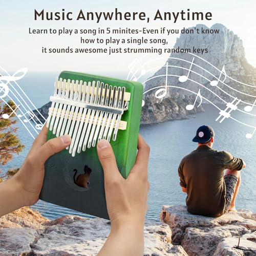 Image of 17 Key Kalimba Thumb Piano, Mbira Instrument,Musical Gift for Kids & Adults