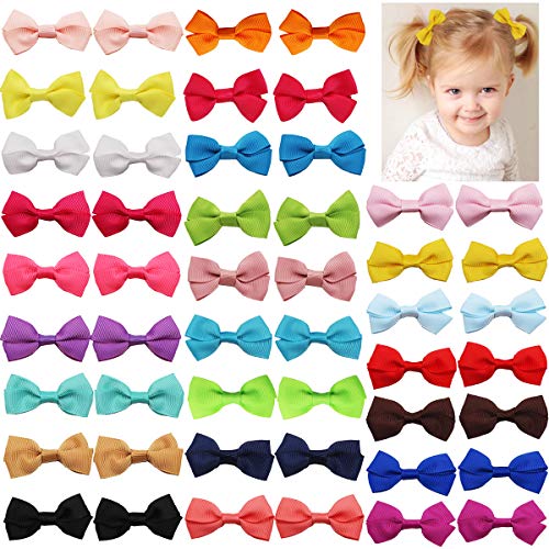 50PCS Tiny Baby Girls Hair Bows 2 Inch Grosgrain Ribbon Bows With Alligator Hair Clips Hair Barrettes Hair Accessories for Toddlers Kids Children Little Girls in Pairs