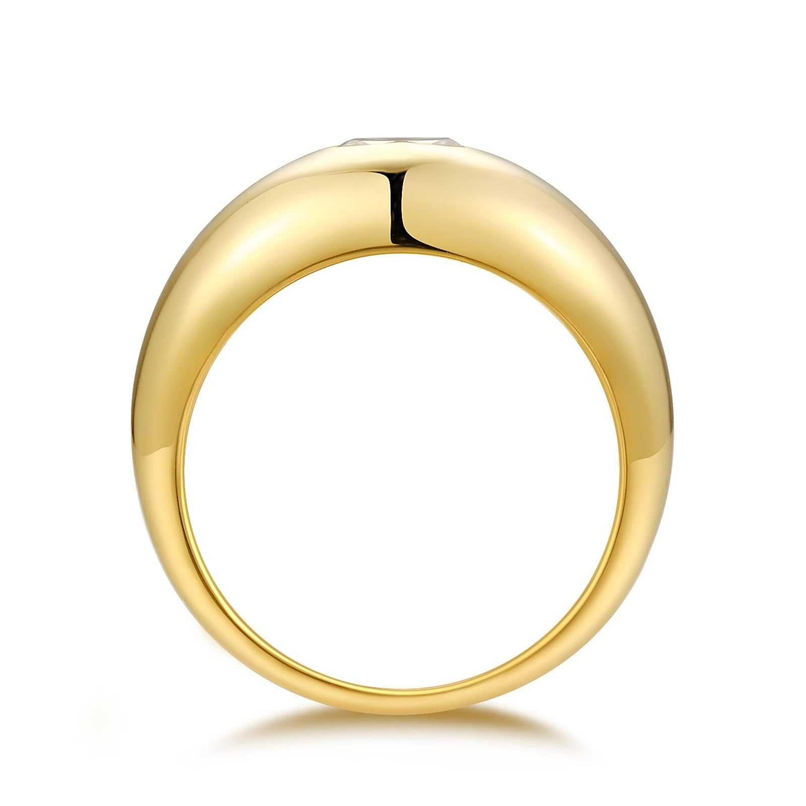 Anillo de compromiso de oro, anillos para mí, anillo pulido con moissanita cuadrada de 4 x 4 mm, oro amarillo de 0,3 quilates