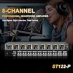 Headphone Amp, 8-Channel Rackmount Headphone Mixing Distribution Amplifier with Stereo/Mono Modes, 16 Headphone Outputs, LED Meters for Studio & Live Sound Monitoring