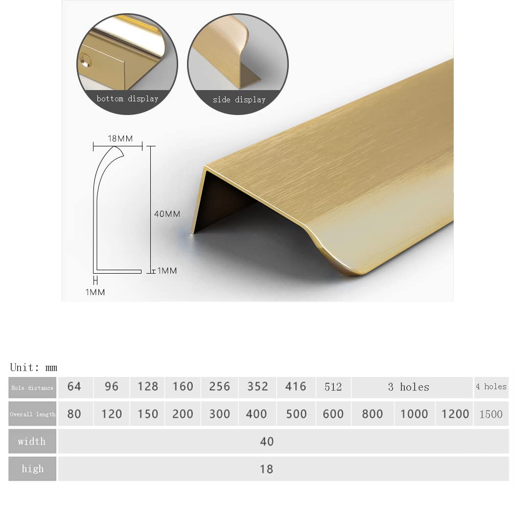 tirador de puerta, Manijas ocultas de aleación aluminio for armarios cocina, pomos for muebles, color bronce, 2 piezas(Overall length 1500mm)
