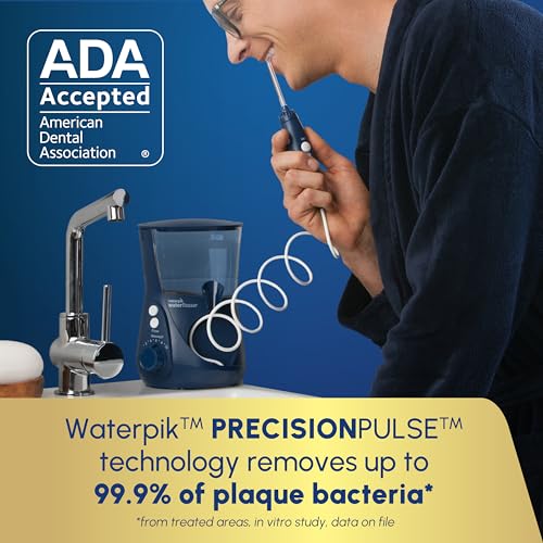 Image of Waterpik Aquarius Water Flosser for Teeth Cleaning, Gums, Braces, Dental Care, Electric Power with 10 Settings, 7 Tips for Multiple Users and Needs, ADA Accepted, Blue WP-663 (Pack of 6)
