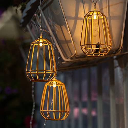 Solar Lantern String Lights - 10 Metal Lantern Bulbs Cage String Solar Lights Weather- Resistant Garden Decortaion For Home Pergola Garden Party Backyard #TOP5