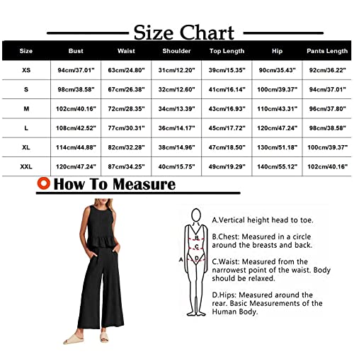 Petyczen Linen Sets For Women 2 Piece Summer Outfits Casual Dressy Sleeveless Jumpsuits Pleated Crop Tops With Wide Leg Pants Tracksuit Sweatsuits Pajama Sets With Pockets(J-Brown,Medium) #TOP6