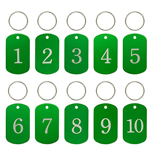 Étiquettes numérotées en aluminium 1 à 50 vert pour vestiaire