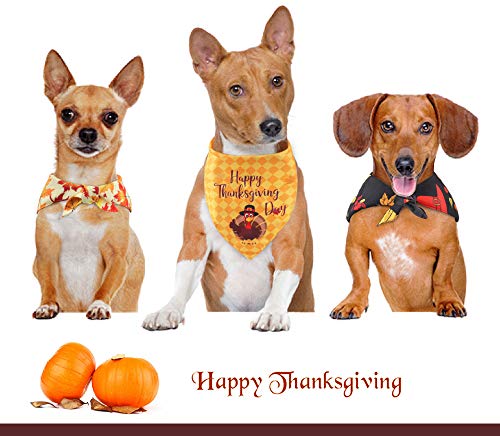 Idepet Autumn Dog Bandana 3 Pack Halloween Fall Pet Triangle Bibs Scarf Cute Turkey Maple Leaf Printing Kerchief Sets Washable Accessories For Small Medium Large Dogs Cats Reversible #TOP4