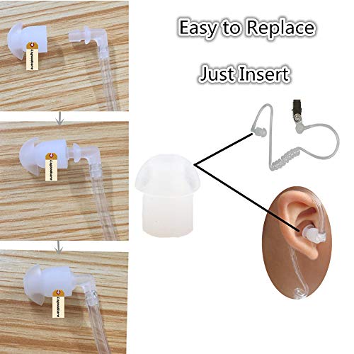 Replacement Mushroom Earbud Ear Tips White Compatible For Motorola Kenwood Midland Two Way Radio Coil Tube Audio Kits - Lsgoodcare Transparent Acoustic Tube Ear Pieces, Pack Of 10 #TOP2