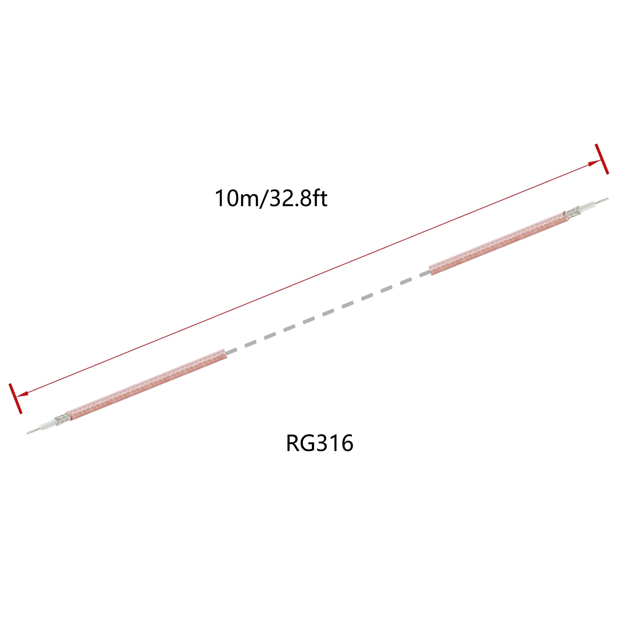 Vecys Cavo RG316 a Bassa Perdita Cavo Coassiale RF 50ohm 32.8FT/10M Marrone