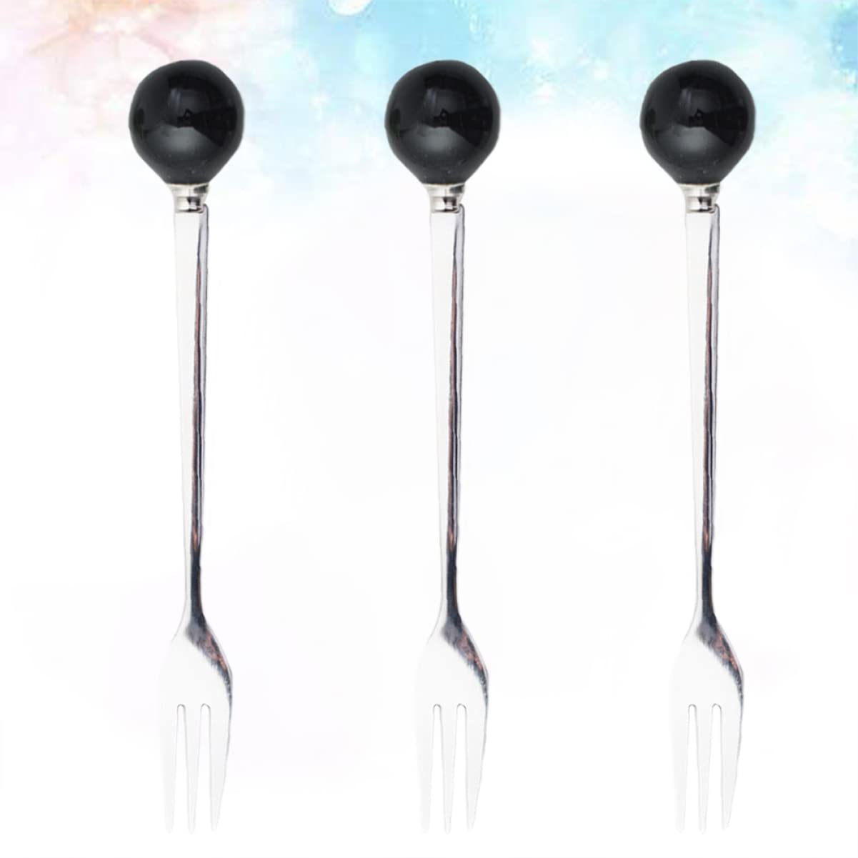 ABOOFAN 3 Set Mini Forchetta Per Torta Dessert Manico in Ceramica Acciaio Inossidabile Posate Creative Set Di Stoviglie Per La Casa 6 Pezzi * 3