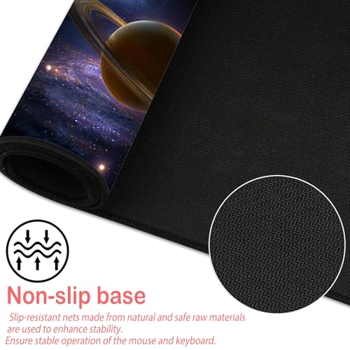 Image of Nuxovilar Professional Large Mouse Pad & Computer Game Mouse Mat (35.4x15.7IN, Cosmic Planets & Space Art) (90 * 40cm Cosmic Planets)