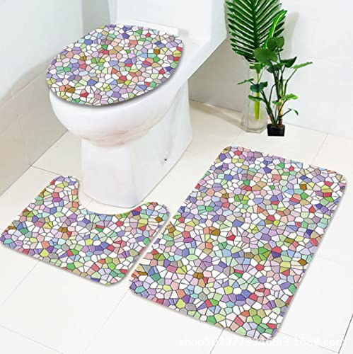 Badematten Set 3 Teilig,Toilettenmatte Set,3Er Badgarnitur Badezimmer Matte Set Dusch Bade Matte Vorleger Teppich 3D…