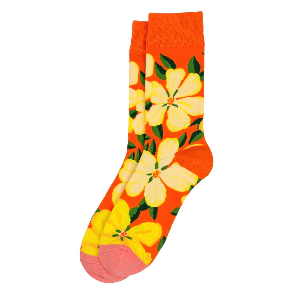 Joe Cool Unisex Orange Socks Cotton & Spandex Big Bloom
