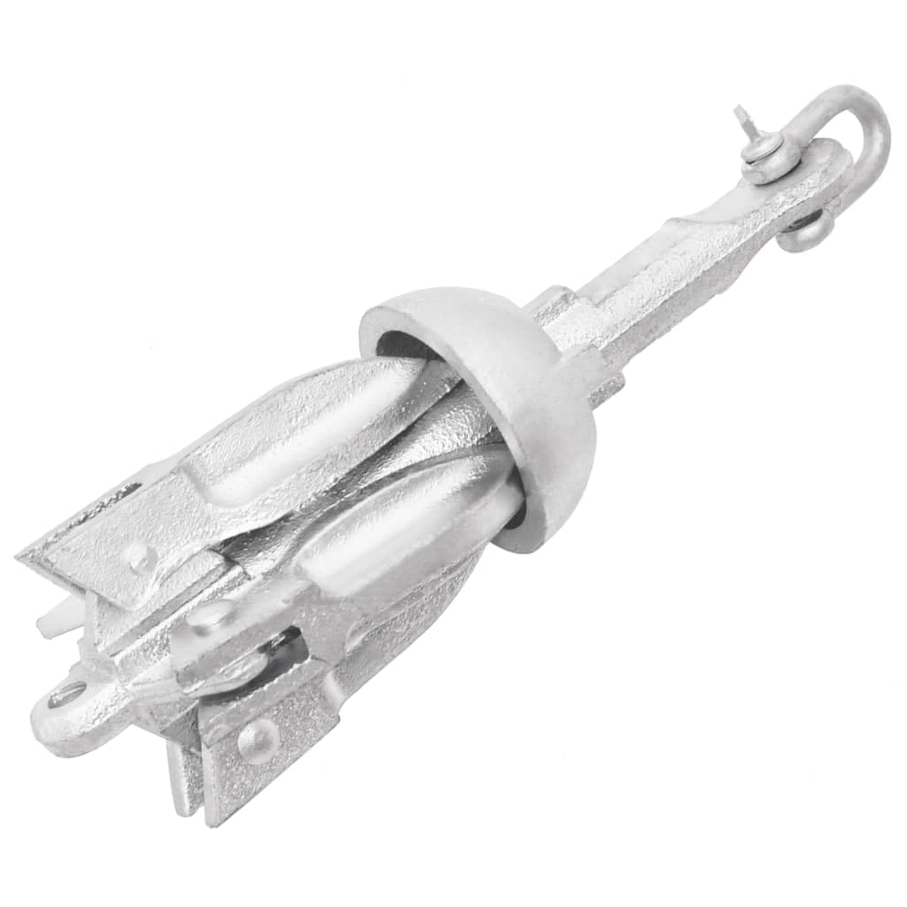 Anclaje plegable con cuerda, plata de 0,7 kg, hierro fundido galvanizado, 4 hoyuelos, anclajes para kayak, canoa, barco inflable, velero, barco a motor, seguro amarre al agua