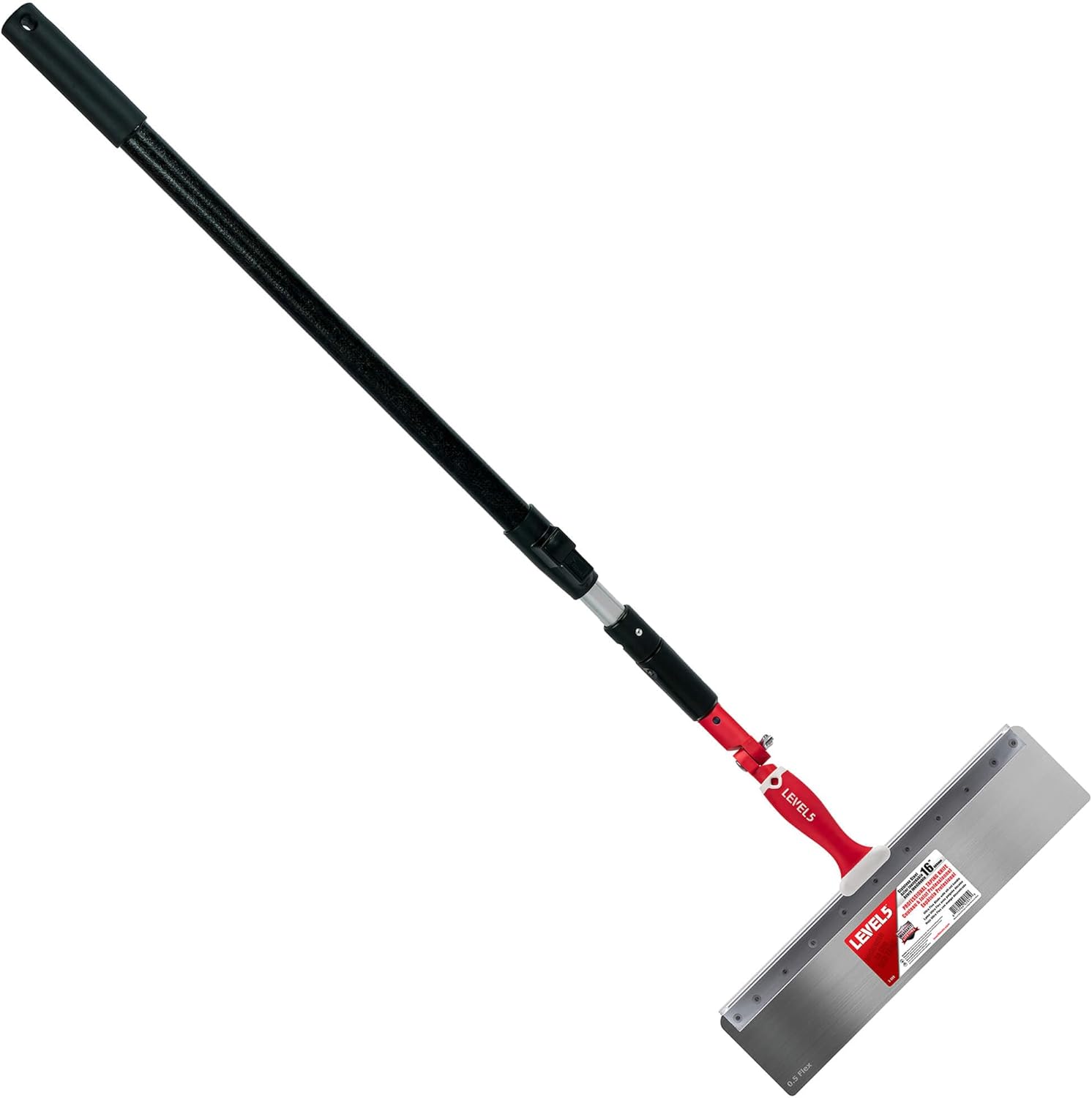 LEVEL5 16" Flex Stainless Steel Offset Taping Knife, Skimming Blade Handle Universal Adapter, 38.5"- 63" Extendable Skimming Blade Handle | 5-834