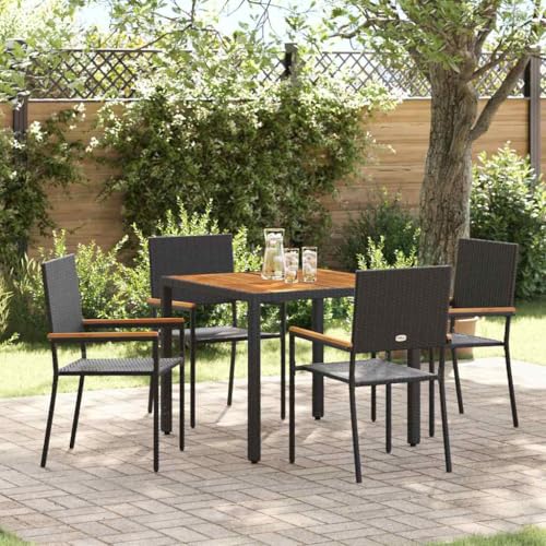 Ensemble de jardin moderne au design chic avec table rectangulaire et 4 chaises noires