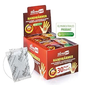 Thermopad hand warmer – the original: 30 Pairs of Heat Pads for 12 Hours of Heat; Instant Use Pocket Warmers; Extra Warm Heatpad – Ideal for Outdoor Activities and Gloves; Hand Heat Pad