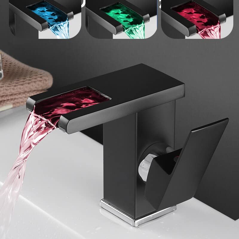 Robinet cascade évier laiton LED anti-brûlure mitigeur eau chaude froide universel