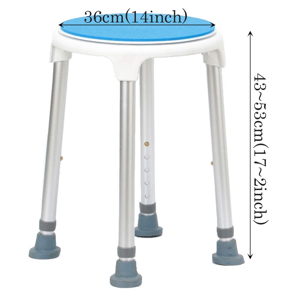 360º Giratoria Silla de Ducha para Ancianos,Taburete de Baño Médico Regulable con Pies Antideslizantes,Garantiza la Seguridad y la Estabilidad-Cargable 130KG