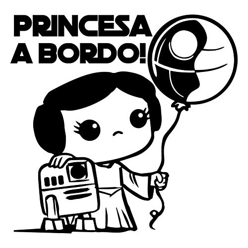 Mastac Pegatina bebé a Bordo Princesa a Bordo Leia (Blanca)