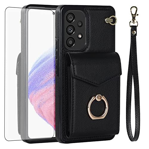 Accessoires Galaxy A53 5G coque portefeuille avec verre trempé noir