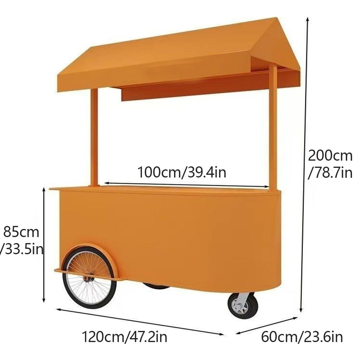 Carro de Venta Ambulante de Hierro con Toldo, Carrito para Comida y Eventos | Black