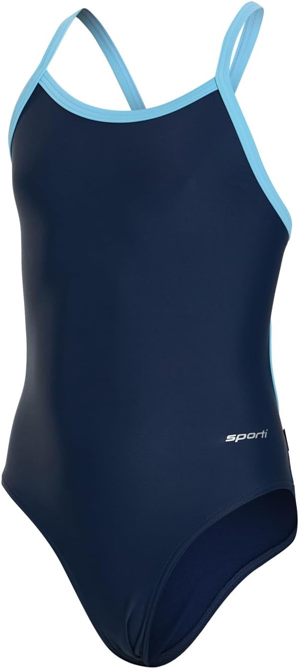Sporti Thin Strap Girls' Athletic One-Piece Swimsuit – Competitive Bathing Suit, Chlorine Resistant for Youth Swimmers