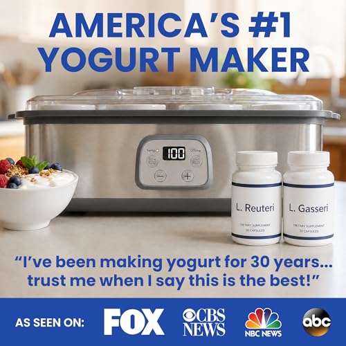 Image of Ultimate Probiotic Yogurt Maker with Adjustable Time & Temperature Control, Make Trillions of Probiotics for Better Gut Health, Two 1-Quart Containers for Larger Batches, UNLIMITED LIFETIME WARRANTY