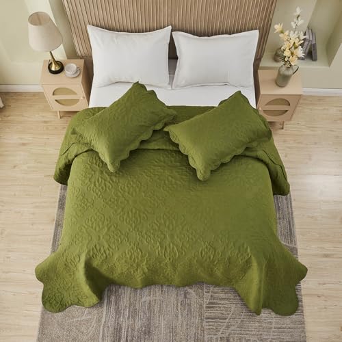 Image of Kingnex Oversized King Bedspreads 128x120 Olive Green